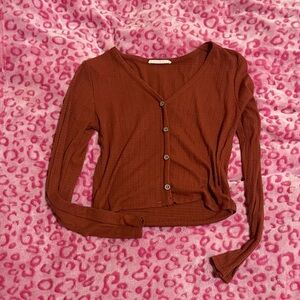 Caution To The Wind Terracotta Button-Down Shirt